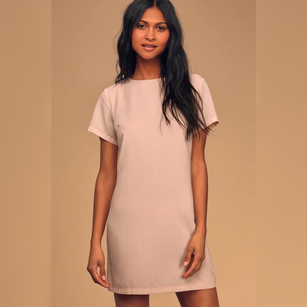 Lulus Shift and Shout Blush Pink Shift Dress